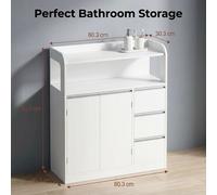 Gabinete de baño moderno minimalista con de lino , 3 cajones, con panel superior, estantes ajustables, gabinete universal para y baño, 80.3×30.3×92.3cm