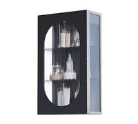 Gabinete de baño negro montado en la pared, fácil de limpiar, espacioso almacenamiento para cocina y baño, elegante colgante para interiores modernos (negro, A)