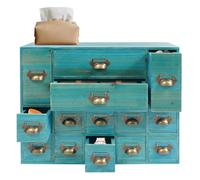 Gabinete de boticario, organizador de escritorio de madera con 14 cajones, almacenamiento de mesa multifuncional para hierbas y catálogo de tarjetas de biblioteca