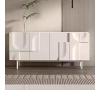 Gabinete de buffet para entrada francesa, color crema, aparador de madera maciza, moderno, simple, ligero, de lujo, zapatero, armario de almacenamiento tallado, armario de tres puertas: 120 x 40 x 90