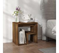 Gabinete de Cama, Mesita de Noche con Compartimentos de Almacenamiento Abiertos, Gabinete Lateral de Madera Diseñada, Organizador de Dormitorio/habitación de Invitados Que (Roble marrón #18)