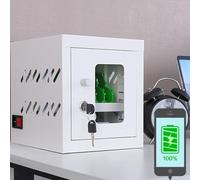 Gabinete de carga para teléfono móvil con carga rápida de 5 V 2 A, caja de almacenamiento portátil con ruedas de 360° y fuente de alimentación integrada, 12 ranuras para una organización cómoda