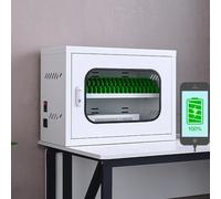 Gabinete de carga para teléfono móvil con carga rápida de 5 V 2 A, caja de almacenamiento portátil con ruedas de 360° y fuente de alimentación integrada, 12 ranuras para una organización cómoda