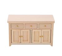 Gabinete de casa de muñecas Gabinete de almacenamiento de sala de estar de de abedul en miniatura a escala 1:12 con cajones y puertas que se abren para decoración interior de (Color madera)