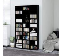 Gabinete de CD negro de 102 x 16 x 177,5 cm, madera de ingeniería, estante para libros, unidades de almacenamiento de CD, estantería grande, estante de CD, armario de curiosidades, estanterías para