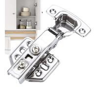 Gabinete de cocina Hinges - Acero inoxidable 12.5x4.8cm | Cerrar suave lento muebles de hardware | Superposición completa Hinges del brazo recto para el hogar, apartamento, granja, garaje, comedor