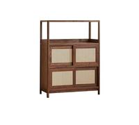 Gabinete de Consola Mueble de Almacenamiento de Madera Maciza de Nogal de 90 x 40 x 120 cm, Mesa de ratán for Sala de Estar, Mueble de té Sencillo for balcón. Gabinete de Almacenamiento Tipo Buffet
