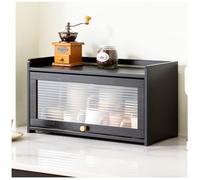 Gabinete de despensa de cocina, color negro, estante de almacenamiento independiente para platos, especias y cuencos, compacto, 52 x 28 cm, estante de encimera de cocina