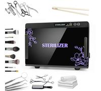 Gabinete de esterilización UV de 12 L, esterilizador de 160 W con función de secado, ozono y aire caliente a 75 °C, control táctil y temporizador, para herramientas de uñas, salones de belleza y spas