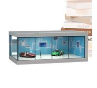 Gabinete de exhibición del modelo de automóvil, caja de transferencia para el coche de juguete, Gabinete de pantalla LED a prueba de polvo, Estacionamiento realista, organizador de juguetes de vehícul