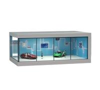 Gabinete de exhibición del modelo de coche - Caja de almacenamiento de acrílico transparente, soporte de coche ajustado | Estilo de garaje de estacionamiento realista con luces, escaparate
