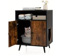 Gabinete de Gato Inodoro, Casa de Gato con Puertas y Entrada y Estantería , Cueva de Gato Inodoro Gabinete, Mueble de para Gatos Perros Mascotas, Marrón