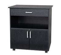 Gabinete de impresora de mesa para impresora, un cajón, estante de una capa, archivador de dos puertas, soporte para impresora de pie, ruedas color negro, adecuado para oficina, estudio
