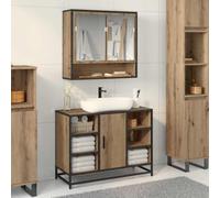 Gabinete de Lavabo para Baño Roble Artisan 80 x 33 x 60 cm con Marco de Acero y Madera Resistente, Almacenamiento Elegante y Funcional para Espacios Modernos, Diseño