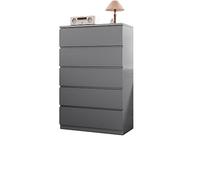 Gabinete de madera maciza para almacenamiento de dormitorio y sala de estar, diseño moderno y simple (gris, 5 cajones, 80 x 40 x 122 cm)