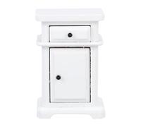 Gabinete de Muebles de casa de muñecas, mesita de Noche en Miniatura, estantería clásica de Madera de Abedul en Miniatura con cajón para decoración de Sala de Estar (Blanco)