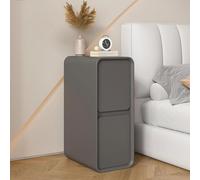 Gabinete de noche de madera sólida delgada con 2 cajones de almacenamiento para espacios pequeños Mesa de fin de mes de noche moderna para sala de estar Diseño compacto de dormitorio con opciones de