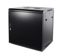 Gabinete de pared 9U con puerta metálica 600x450x500mm (ancho x largo) - Negro - Carga máxima 60 kg - Cerradero con llave