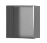 Gabinete de pared empotrable de acero inoxidable 304 con estantes impermeables para almacenamiento de baño, no necesita azulejos, gris, 32 x 32 x 12,5 cm, diseño moderno, duradero y elegante