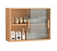 gabinete de Pared Mueble Colgante para Cocina Y Dormitorio. Gabinete De Almacenamiento De Pared Simple Y Moderno Doble Capa Taquilla con Puerta Corredera Aparador Montado En La Pared (Color : Wood co