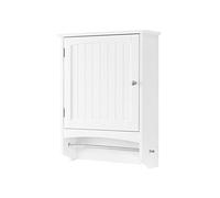 Gabinete de pared para baño, armario de almacenamiento colgante con varillas y estantes ajustables, madera blanca (D como se muestra)