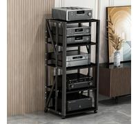 Gabinete de Soporte para Medios AV,Rack de Audio con estantes Ajustables,Rack de Audio de Piso con Ruedas para componentes estéreo,admite CD,Reproductores de DVD,Consolas de Juegos(B2,5th Floor)
