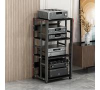 Gabinete de Soporte para Medios AV,Rack de Audio con estantes Ajustables,Rack de Audio de Piso con Ruedas para componentes estéreo,admite CD,Reproductores de DVD,Consolas de Juegos(B3,4th Floor)
