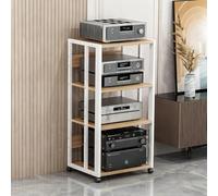 Gabinete de Soporte para Medios AV,Rack de Audio con estantes Ajustables,Rack de Audio de Piso con Ruedas para componentes estéreo,admite CD,Reproductores de DVD,Consolas de Juegos(A1,4th Floor)