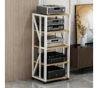 Gabinete de Soporte para Medios AV,Rack de Audio con estantes Ajustables,Rack de Audio de Piso con Ruedas para componentes estéreo,admite CD,Reproductores de DVD,Consolas de Juegos(A2,5th Floor)
