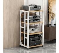 Gabinete de Soporte para Medios AV,Rack de Audio con estantes Ajustables,Rack de Audio de Piso con Ruedas para componentes estéreo,admite CD,Reproductores de DVD,Consolas de Juegos(A3,4th Floor)