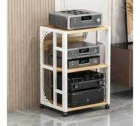 Gabinete de Soporte para Medios AV,Rack de Audio con estantes Ajustables,Rack de Audio de Piso con Ruedas para componentes estéreo,admite CD,Reproductores de DVD,Consolas de Juegos(A3,3rd Floor)