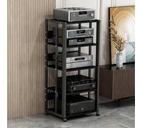 Gabinete de Soporte para Medios AV,Rack de Audio con estantes Ajustables,Rack de Audio de Piso con Ruedas para componentes estéreo,admite CD,Reproductores de DVD,Consolas de Juegos(B1,5th Floor)