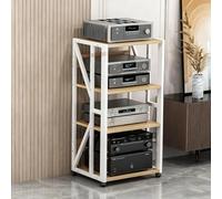 Gabinete de Soporte para Medios AV,Rack de Audio con estantes Ajustables,Rack de Audio de Piso con Ruedas para componentes estéreo,admite CD,Reproductores de DVD,Consolas de Juegos(A2,4th Floor)