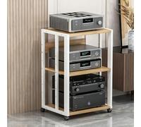 Gabinete de Soporte para Medios AV,Rack de Audio con estantes Ajustables,Rack de Audio de Piso con Ruedas para componentes estéreo,admite CD,Reproductores de DVD,Consolas de Juegos(A1,3rd Floor)