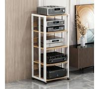 Gabinete de Soporte para Medios AV,Rack de Audio con estantes Ajustables,Rack de Audio de Piso con Ruedas para componentes estéreo,admite CD,Reproductores de DVD,Consolas de Juegos(A1,5th Floor)