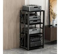 Gabinete de Soporte para Medios AV,Rack de Audio con estantes Ajustables,Rack de Audio de Piso con Ruedas para componentes estéreo,admite CD,Reproductores de DVD,Consolas de Juegos(B2,4th Floor)