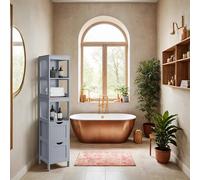 Gabinete de suelo para baño, de almacenamiento de baño , con 2 cajones, 3 compartimentos abiertos, para baño, , cocina, estilo moderno