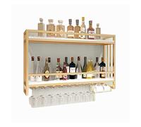 Gabinete de vino montado en la pared, estante de vino de madera maciza de hierro forjado nórdico, exhibición de vino tinto en la pared, estante de vidrio de vino colgante, decoración del hogar/oro/60
