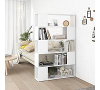 Gabinete divisor de habitación blanco - 100 x 24 x 155 cm, estantería de aglomerado y organizador de almacenamiento para sala de estar y panel de división decorativo