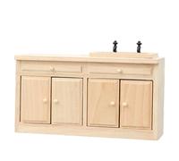 Gabinete en miniatura sin terminar modelo artesanal de madera natural proyecto casa de muñecas accesorios cocina escena exhibición decoración gabinete de cocina para casa de muñecas