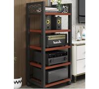 Gabinete estéreo con ruedas de varios niveles, soporte ajustable para componentes AV para reproductores de CD, estante de esquina para suelo, torre de medios de cine en casa