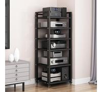 Gabinete Estéreo, Soporte de Audio, Soporte for Medios con Ruedas, Muebles HiFi for TV de Esquina, Reproductor de CD, Consola de Videojuegos con Estante Ajustable for el Hogar, la Oficina y el Cine