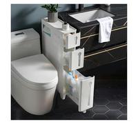 Gabinete estrecho de suelo de baño con ruedas, torre de almacenamiento delgada de 3 niveles con cajones extraíbles para baño, dormitorio y sala de estar, organizador de ahorro de espacio para espacios