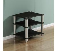 Gabinete fono de alta fidelidad multicapa negro con patas amortiguadoras para sistemas de cine en casa y ofilia (60 x 48 x 62 cm), diseño resistente y elegante