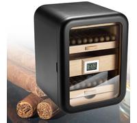 Gabinete humidor de puros, humidor eléctrico de puros de 110 unidades, refrigerador eléctrico de puros, humidor hidratante de puros, para padres, amigos y esposos(Black,WithoutSkylight)