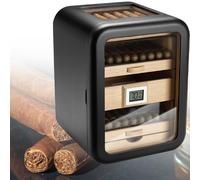 Gabinete humidor de puros, humidor eléctrico de puros de 110 unidades, refrigerador eléctrico de puros, humidor hidratante de puros, para padres, amigos y esposos(Black,WithSunroof)