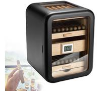 Gabinete humidor de puros, refrigerador eléctrico de puros, humidor hidratante de puros, para padres, amigos y esposos,humidor eléctrico de puros de 110 unidades(Black,WithSunroof)
