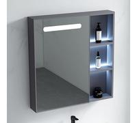Gabinete inteligente con espejo de tocador LED - Almacenamiento de aluminio impermeable montado en la pared con interruptor de sensor - Elegante botiquín de baño con amplio almacenamiento y diseño