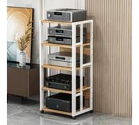 Gabinete multimedia AV rodante ajustable, estante de audio HiFi resistente para cine en casa, soporte de TV con ruedas, consola de entretenimiento grande de pie