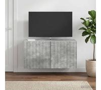 Gabinete mural de madera moderna con almacenamiento oculto Gris 59 5 x 31 x | Mueble para TV de pared 59,5x31x30 cm Gris Hormigón con almacenamiento oculto y puertas de bisagra, gabinete flotante